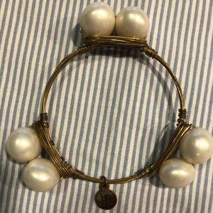 Bourbon and Bow tie Pearl Bangle Bracelet
